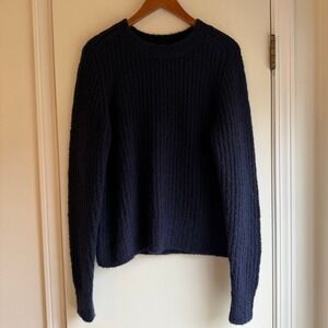 Banana Republic Navy Blue Textured Knit Crewneck Sweater Size S